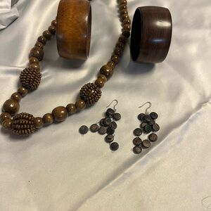 3 for $25. Earthy Brown Necklace with Layered Natural Materials